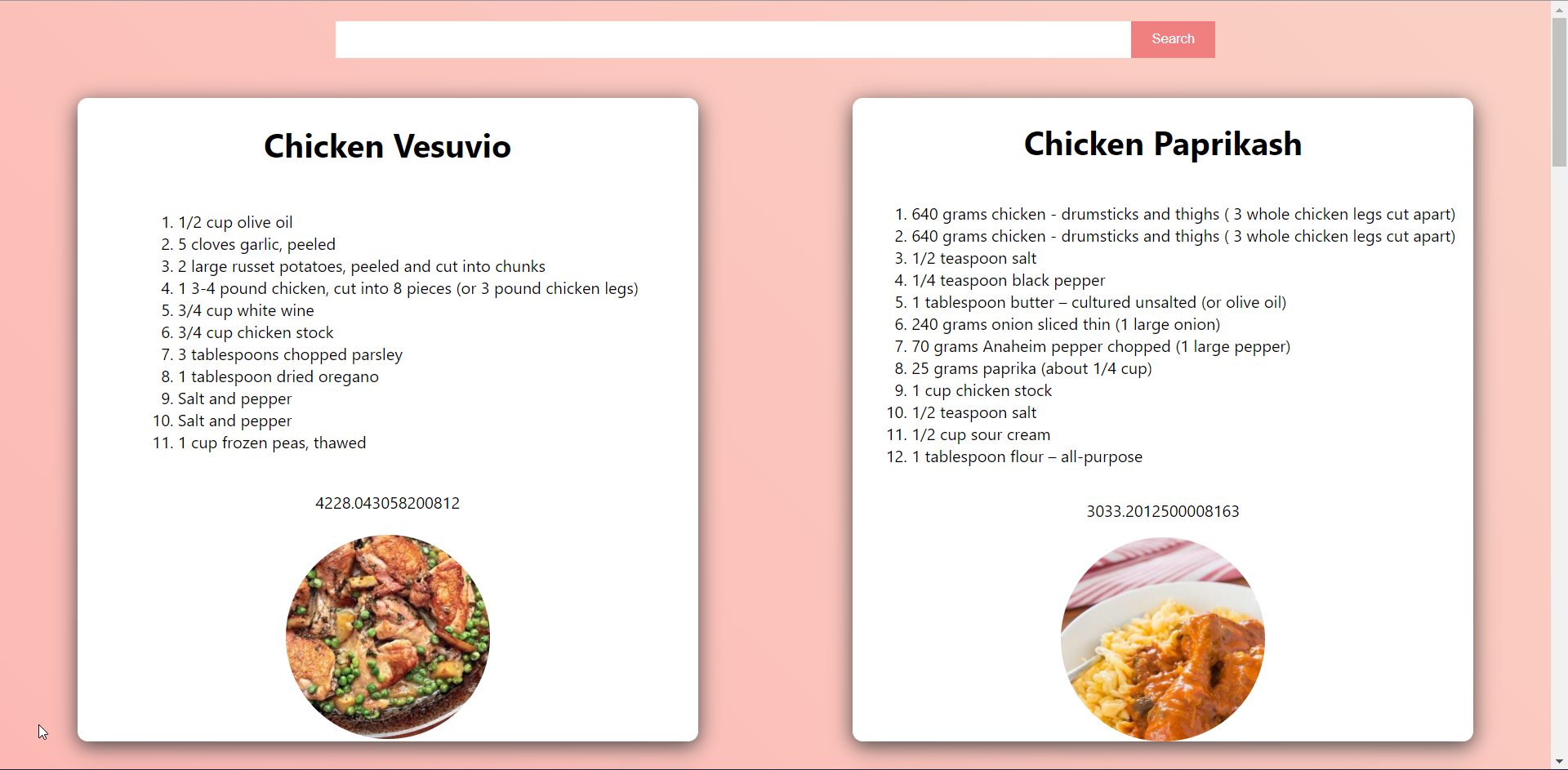 Recipe search